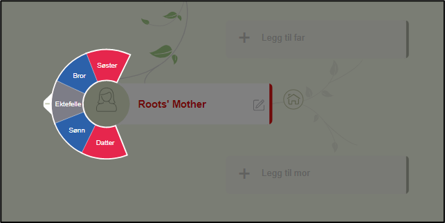 Legg til ektefelle, barn og søsken fra Oversiktsskjemaet