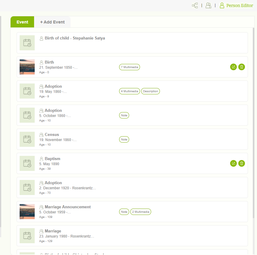 View personal events
