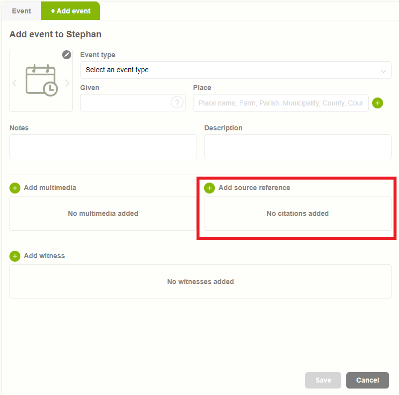 Legg til kilde til en hendelse