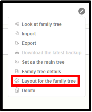 Layout for the Family tree