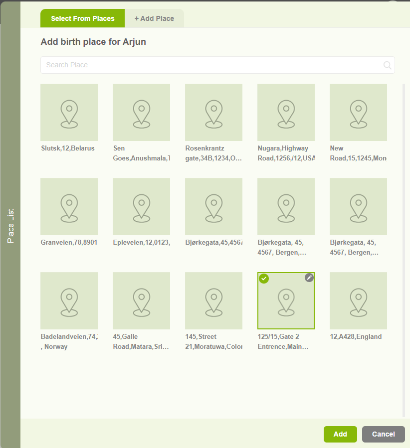Add Birthplace and Deathplace